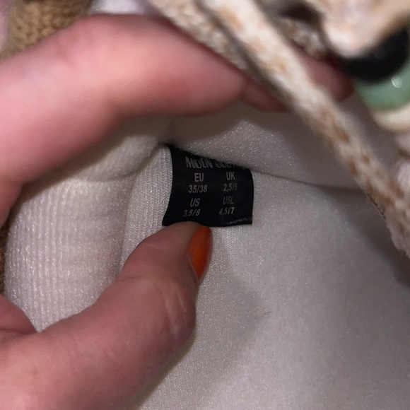 ALANUI X MOON BOOT Icon boots knit tan cream EU 38 US 7-8 sweater boho bead NEW - Picture 11 of 16